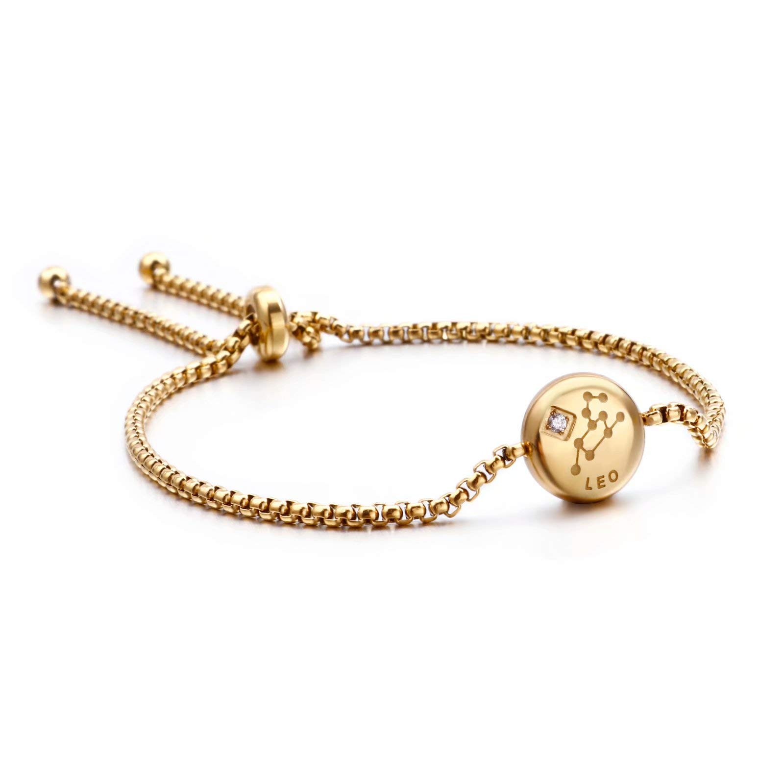 Qings Golden Constellation Bracelet Charm Zodiac Adjustable Bracelet Leo