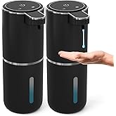 2 Pack Automatic Soap Dispenser Touchless,Liquid Hand Soap Dispenser 12.8oz USB 4levels Adjustable Dispenser Electric Wall Mounted Smart for Bathroom and Kitchen Dish Soap,Easy for Toddlers(Black)