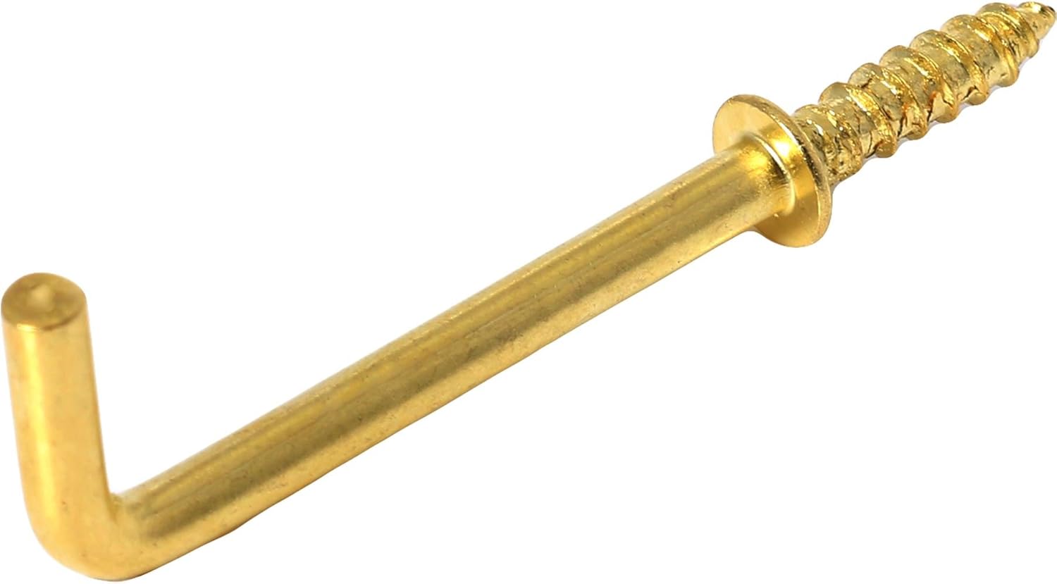 20x Large Brass Screw In Dresser Hooks 38mm/1.5" Square Shouldered L Shape Cup Hooks Amazon