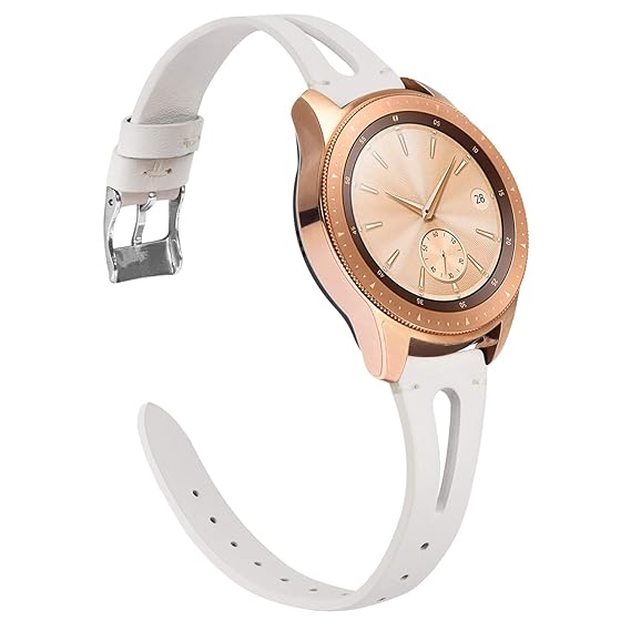 TOYOUTHS Leather Strap Compatible Samsung Galaxy Watch 42mm Bands, 20mm Width Genuine Leather Breathable Replacement Wristband for Samsung Galaxy ...