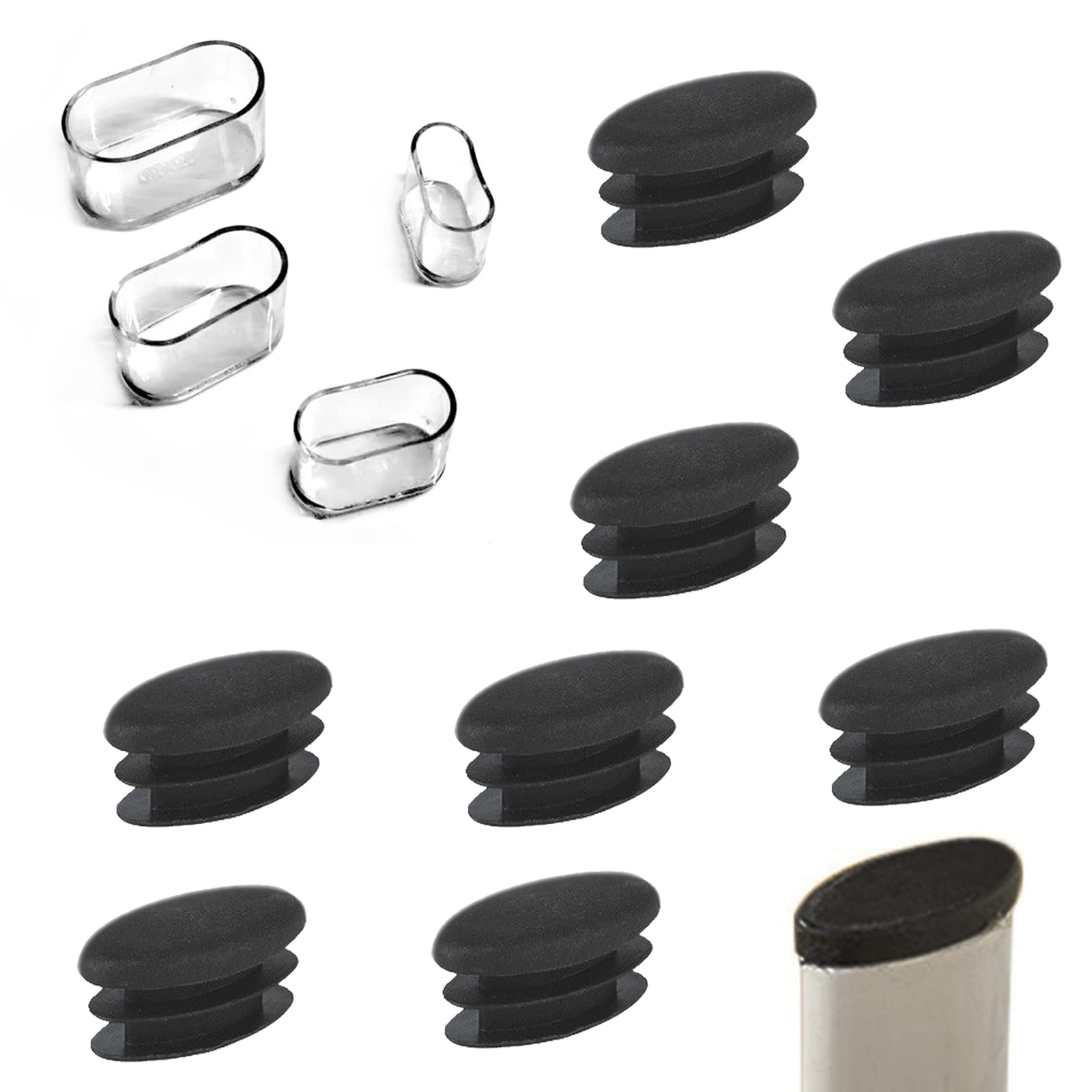 HJYZY 15mm x 30mm Oval Chair End Caps Tubing Plug Cap Furniture Oval Pads Silicone Chair Leg Caps for Chair/Desk/Tube Protector 50 pcs