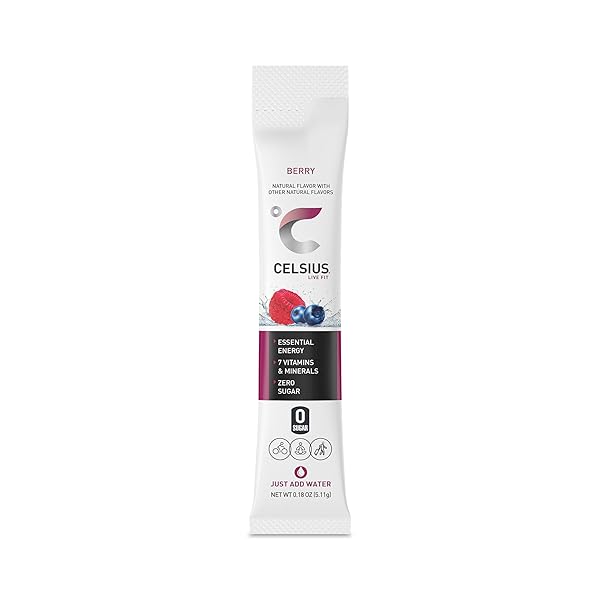 CELSIUS ON-THE-GO POWDER STICK PACKS, ZERO SUGAR (14 STICKS PER PACK), BERRY, 2.5 OUNCE, (PACK OF 14)