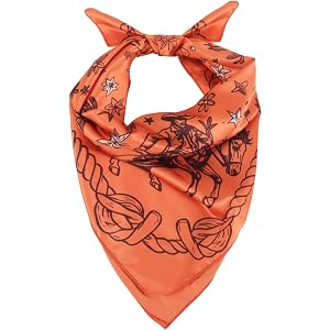 Satin Silk Square Scarf Unisex Western Bandanas 27" Large Handkerchiefs | PT Haahoos Cowboy,Cowgirl Bandanas,Satin Large Hair