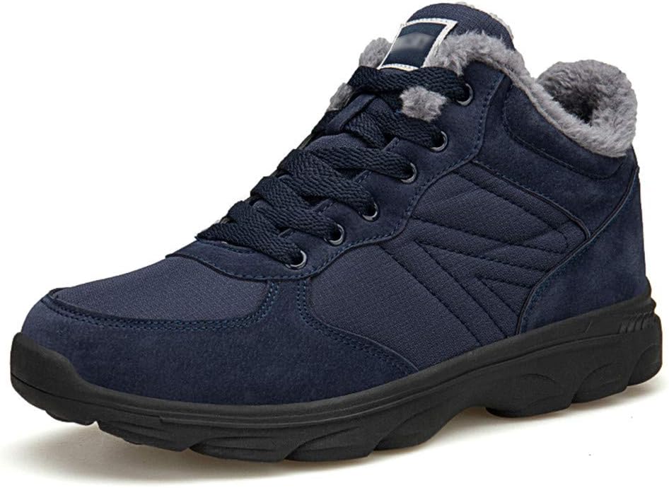 Mens Winter Trekking Ankle Booties Snow Boots Water Resistant Shoes Anti-Slip Fully Fur Lined Outdoor Casual Walking Lightweight Hiking Boots(6919 Blue 40)