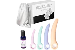 ÆON AEON Gentle Touch Silicone Pelvic Dilator Set for Women – Soft Curved Design – 4 Size Kit with Glide Moisturizer – Vaginal Dilator for Pelvic Floor Training