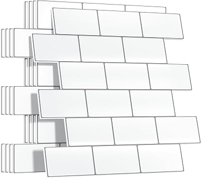 Yoillione Thicker Peel and Stick Wall Tiles 12x12 5 Sheets Backsplash White
