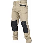 HOMUG Tactical Cargo Work Pants for Men with Stretch Fabric | Elastic Waist, Reinforced Crotch, Dual Knee Panels, Breathable Lightweight for Work, Hiking, Construction