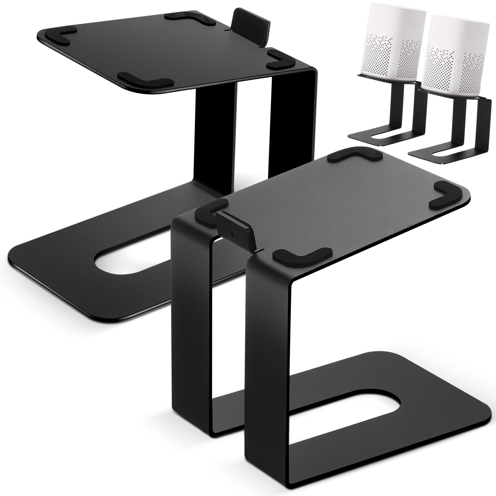 Photo 1 of MorningRo 1 Pair Desktop Speaker Stands, Professional Studio Monitor Stands Support 28lbs Black Bookshelf Speaker Stand Metal Speaker Stands for Small Medium Bookshelf Computer Speakers
