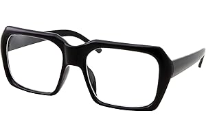 grinderPUNCH XL Oversized Black Nerd Clear Glasses - Men and Women - Square Costume