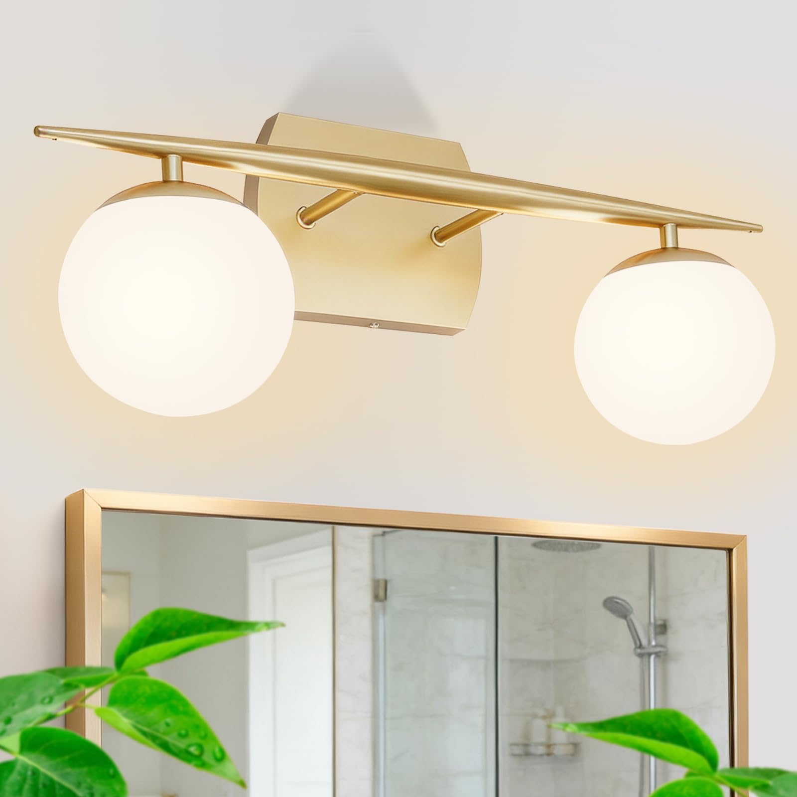 Photo 1 of ***MISSING PARTS***
Gold Vanity Lights for Bathroom, 2-Light 20 Inch Bathroom Lighting Fixtures over Mirror with Milky White Frosted Glass Shades, Wall Sconces for Bathroom, Bedroom, Living Room(G9 Bulb not Included)