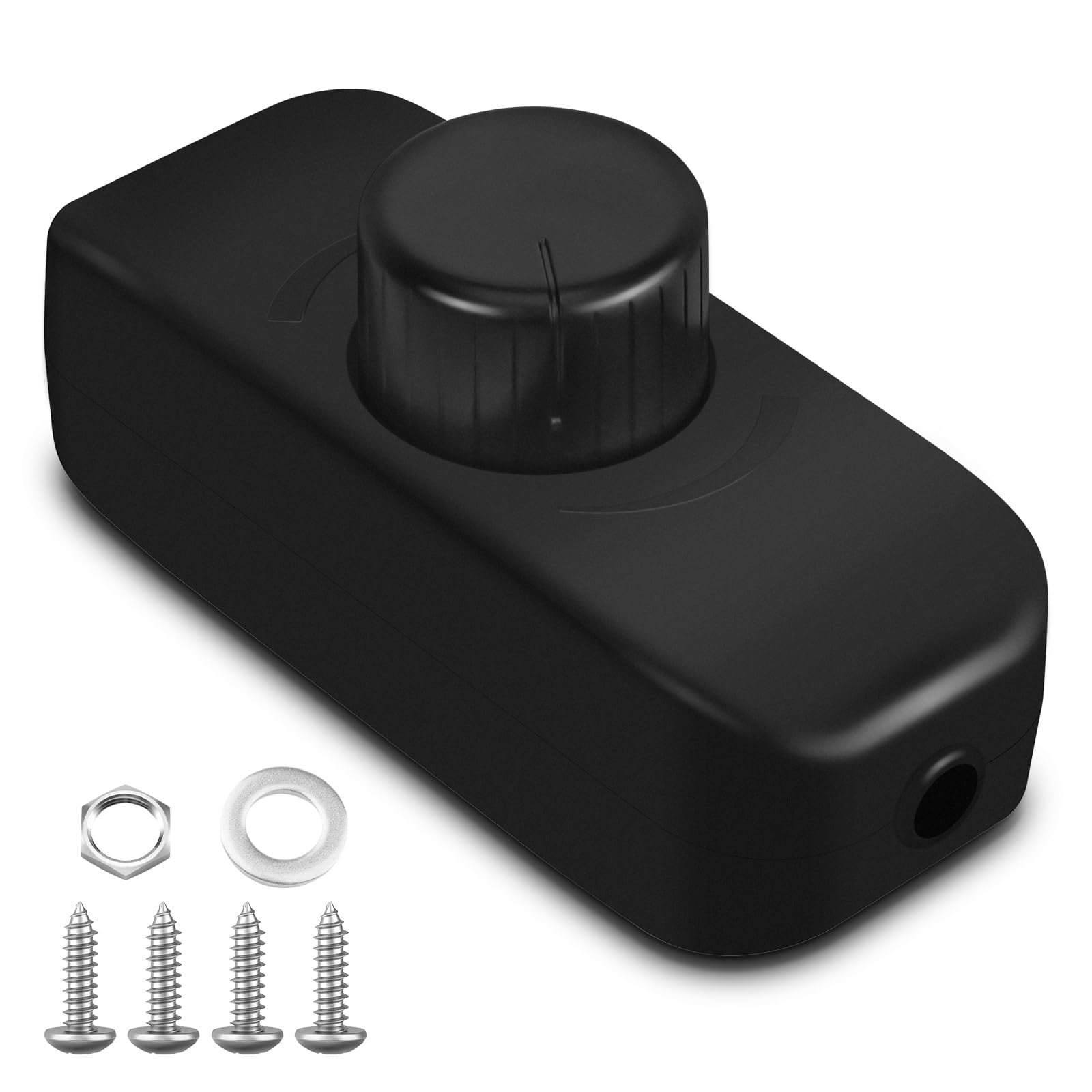 VIPMOON DC 12V-24V Inline LED Dimmer Switch, Rotary Push On/Off PWM Dimmer Switch, Suitable for Dimmable LED Light, Halogen, Vehicle Ceiling Light, Single Colour LED Strip, 1 Gang 1 Way, Black