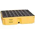 Eagle One Drum Modular Spill Platform with Drain, 26.25"x26"x6.5", 15 Gallon Sump, 2,000 lbs. Load Capacity Containment Tray, Made in USA, Yellow, 1633D