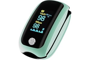 MANHERO Pulse Oximeter Rechargeable, Blood Oxygen Monitor, Pulse Ooximeter with Respiratory, Respiration Rate Monitor, Oximetry for Sports Aviation Use Only (Green)