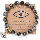 Pingyongchang Pink Evil Eye Bracelets for Women Inspirational Bracelets for Friends Lovers Families Mal De Ojo Protection Bracelet Natural Stone Beads Bracelet