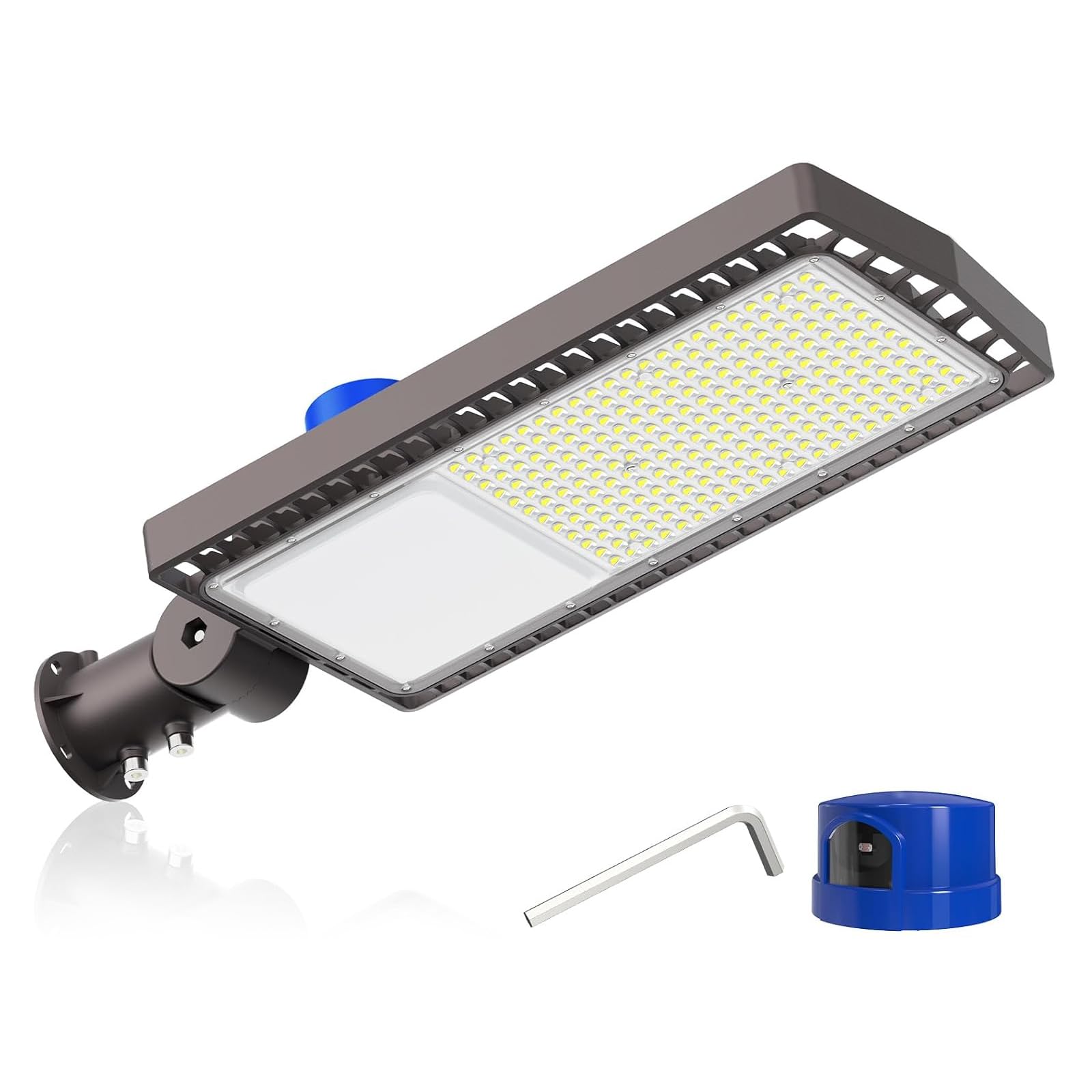 Photo 1 of 200W LED Parking Lot Lights Outdoor, 26000LM Commercial Street Light with Dusk to Dawn Photocell, IP65 Waterproof, 6500K 100-277V Slip Fitter Mount Shoebox Pole Lights for Yard Garage 1 Pack