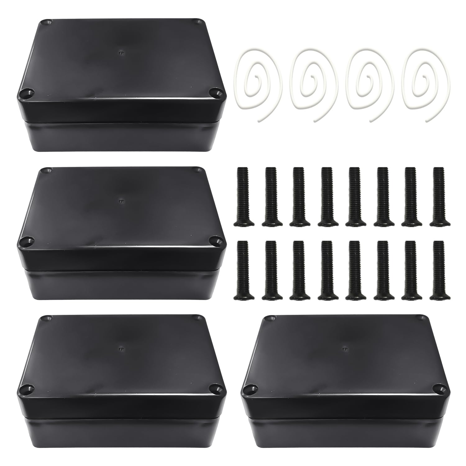 MAXQUU 4 Pieces Black Junction Boxes, Waterproof, Small and Sturdy, Suitable for Outdoor Use and Wet Rooms, Plastic Junction Boxes(83 X 58 X 33 Mm)