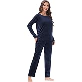 COZZIPLUS Women Velour Sweatsuits Sets Lounge Set 2 Piece Sweatsuit Crew Neck Sweatshirt and Sweatpant Velvet Jogging Suit