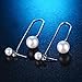 Ikevan Hot Selling Women's Elegant Silver Plated Pearl Drop Long Chain Tassel Earrings