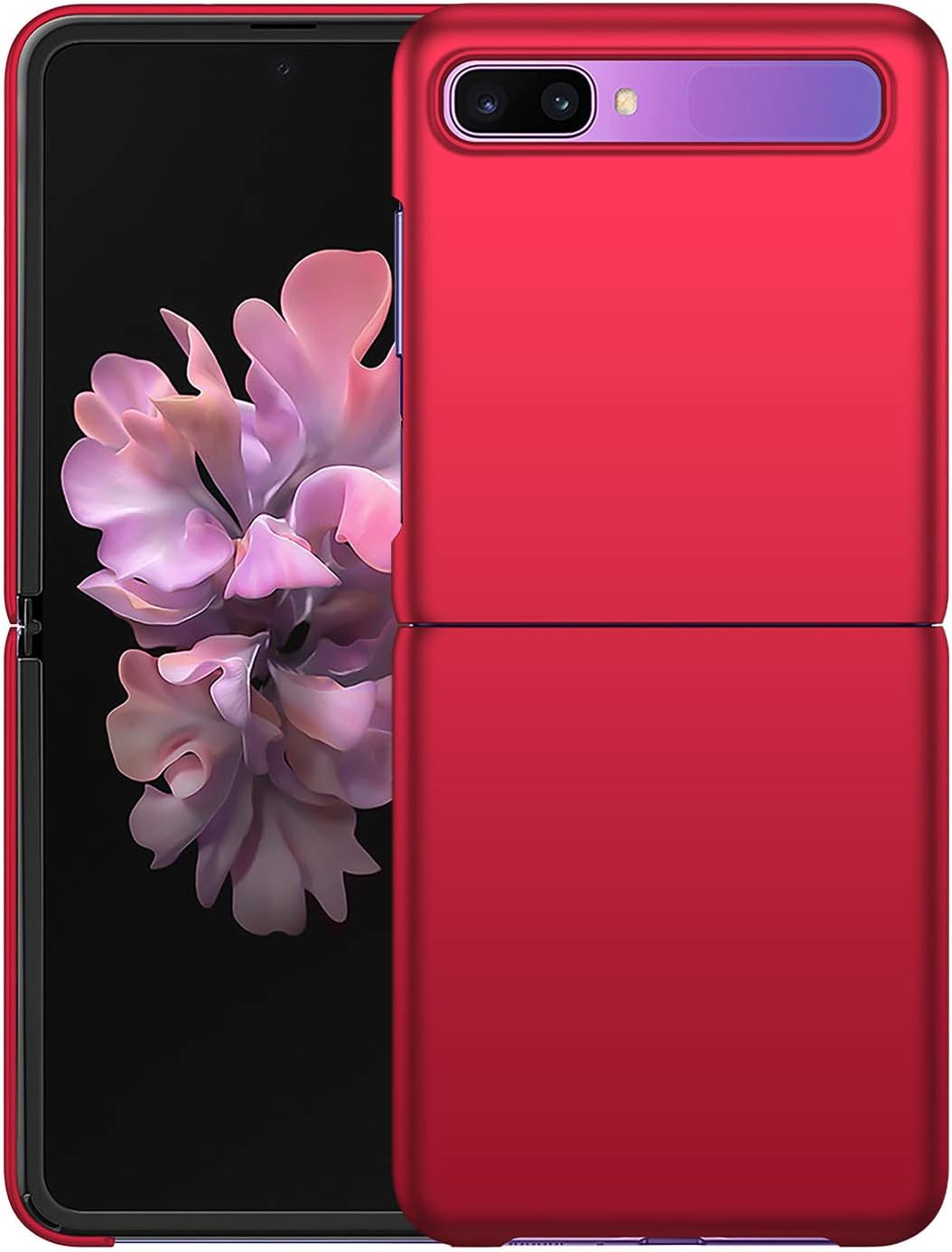 GOGODOG Compatible with Samsung Galaxy Z Flip Case Full Cover Ultra Thin Matte Anti Slip Scratch Resistant Back Shell (Red)