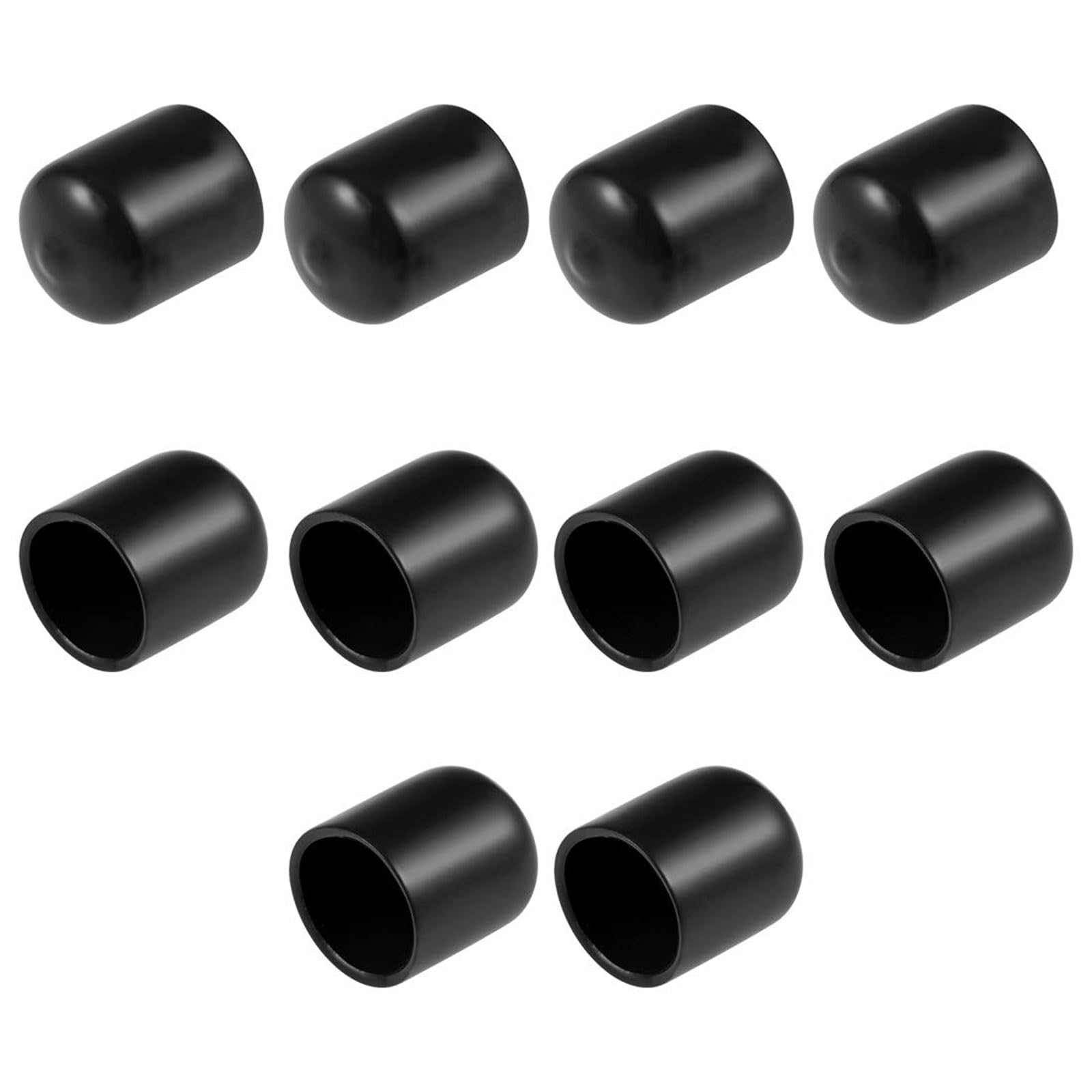 TA-VIGOR 10Pcs Rubber End Caps, 18mm ID Round Flexible Screw End Caps Thread Protectors, Black Vinyl Bolt Covers Rubber Covers for Screws, Tubes, Cables, Wires, etc