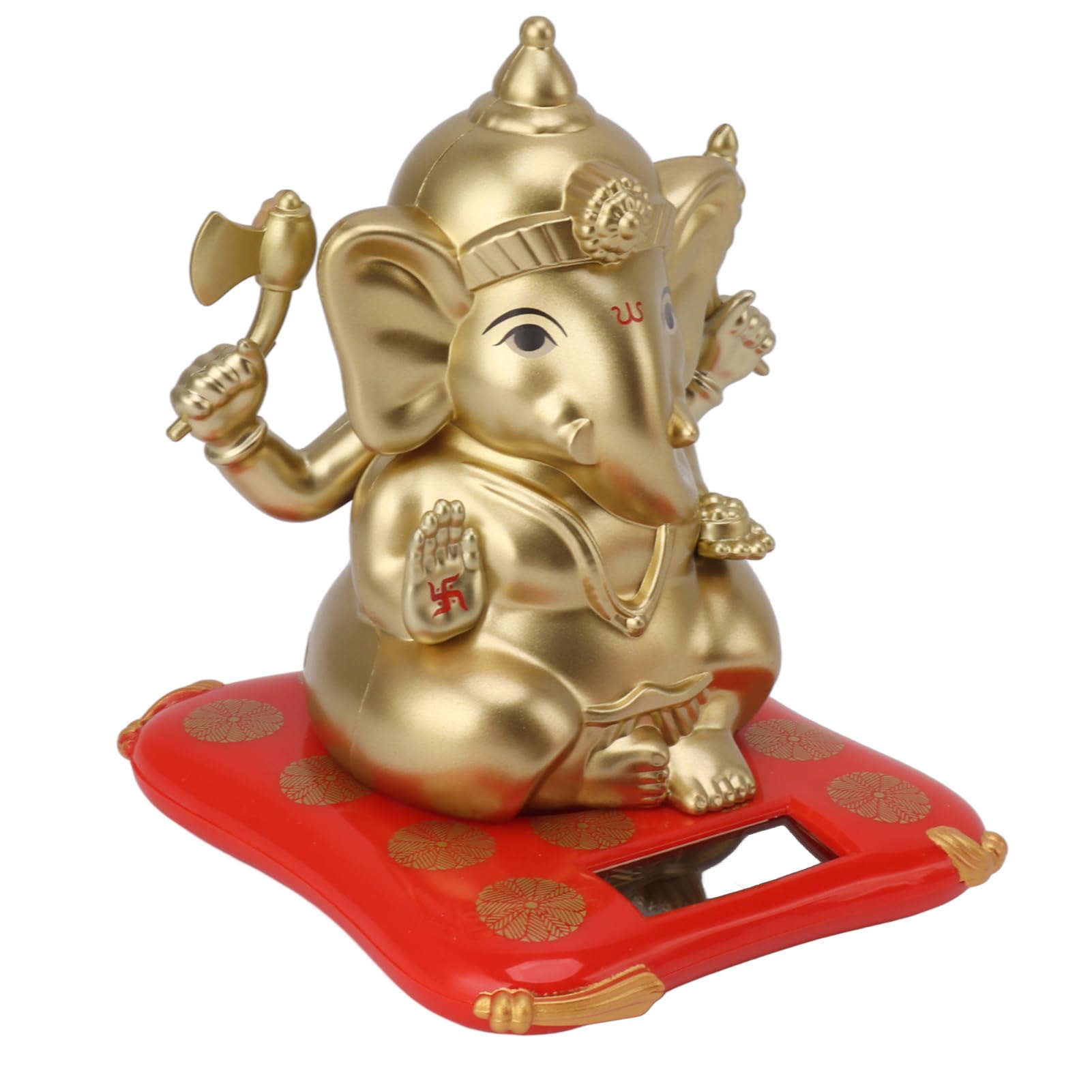 Atyhao Ganesha Elephant God Statues, Solar Powered Indian Ganesha Idol Figurine, India Elephant Sculpture,Indian Ganesha Idol Figurine, For Car Dashboard Home Decor Crafts (Gold)