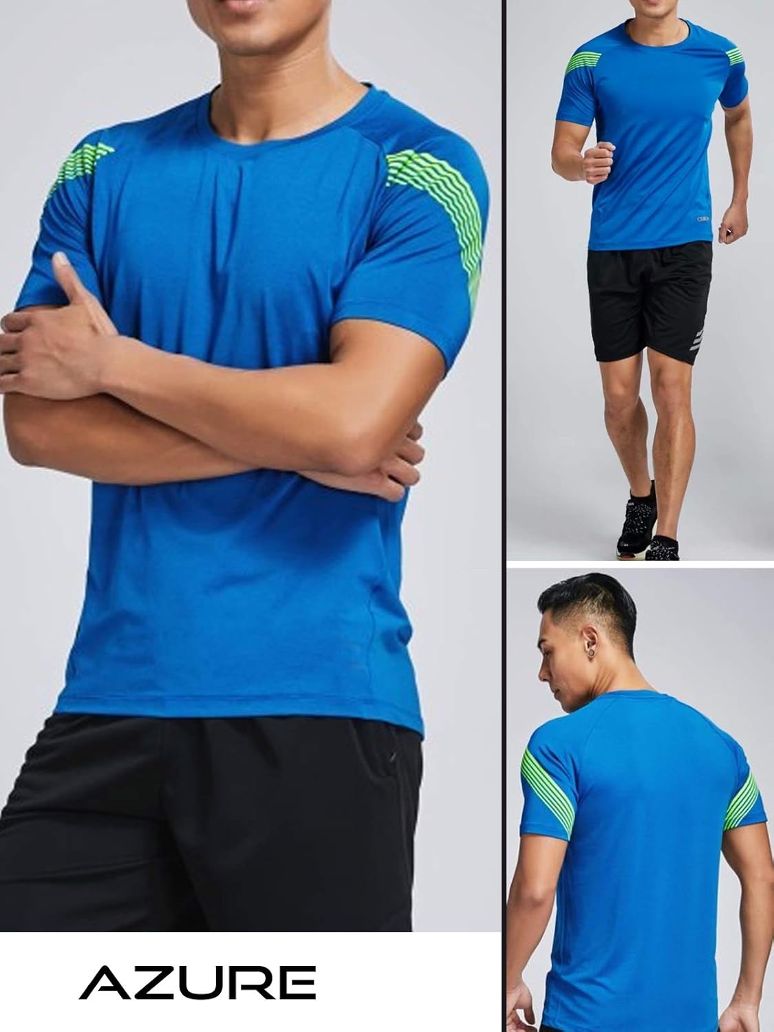 5 Pack Men’s Active Quick Dry Crew Neck T Shirts | Athletic Running Gym Workout Short Sleeve Tee Tops Bulk: Clothing