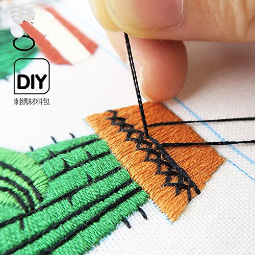 Cross Stitch Kits for Cactus - Eafior DIY Handmade Needlework Embroidery Kits Simple and Modern Cute Desert Plants Cactus Pattern Printed Design Home Decoration Wall Decor(Frameless)