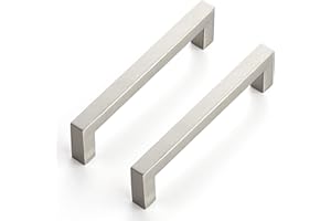 Ravinte 10 Pack 5 Inch Kitchen Square Cabinet Handles Satin Nickel Pulls Brushed Nickel Kitchen Cabinet Hardware Handles for Cupboard Drawer Pulls