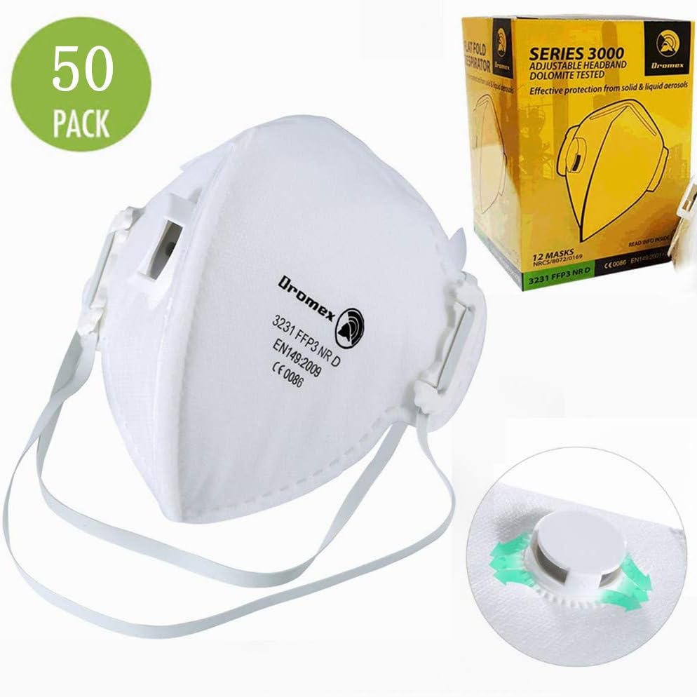 Face Masks non-woven Layer fabric FFP3 Filter 98% Bacteria Anti Fog PM2.5 Breathable Dust Filter Masks Mouth Cover Masks with Elastic Ear Loop In/outdoor (50PCS)