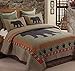 Virah Bella 3 Piece Full/Queen Cabin Quilt Bedding Set - Bear and Paw - Rustic Country Reversible Patchwork Comforter Set with Decorative Pillow Shams