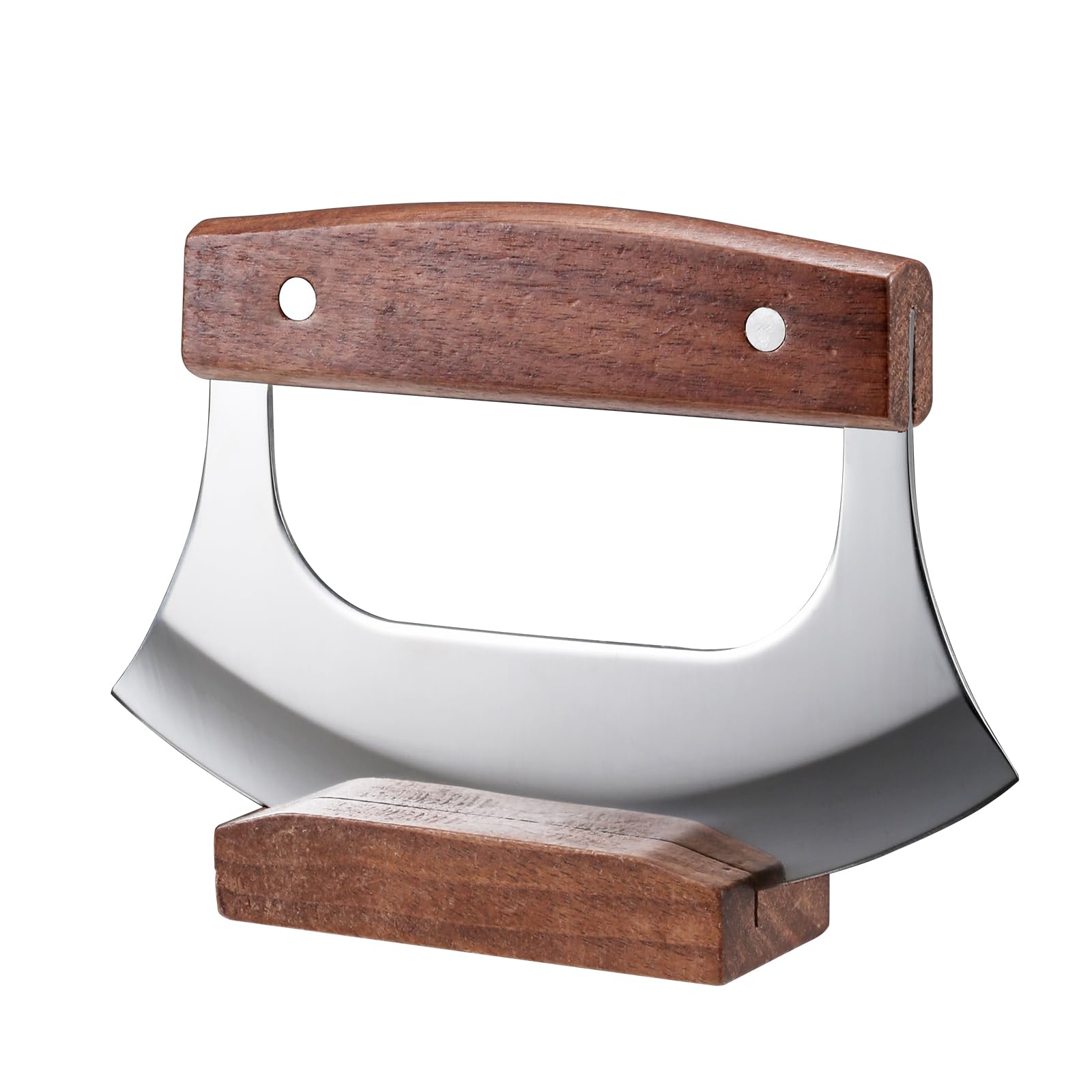 Photo 1 of Coowolf Ulu Knife - Sharp Rocker Mezzaluna Knife with Stand for Cutter Pizza, Meat, Vegetables, Herbs