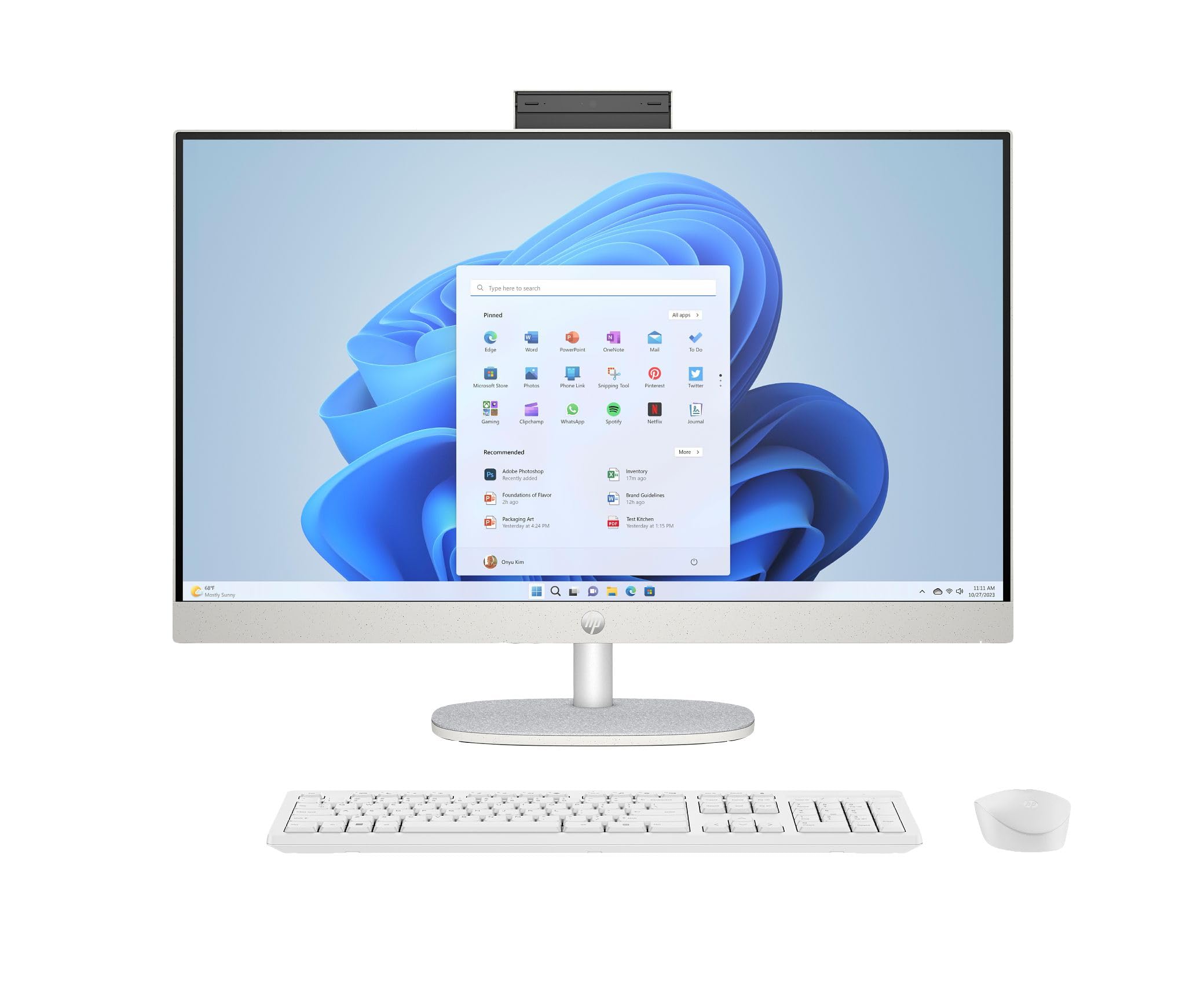 HP All-in-One Desktop-PC | 27" FHD Display | AMD Ryzen™ 7 7730U | 16 GB DDR4 RAM | 1 TB SSD | AMD Radeon™-Grafikeinheit | Windows 11 Home | Weiß