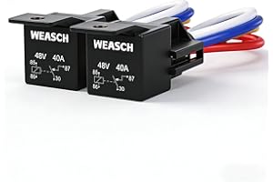 Weasch 2 Pack 48V 40A Car Relay Harness, 4-Pin SPST, 12AWG Harness Sockets, Automotive Switches and Starters, for Automotive Truck Van Motorcycle Boat