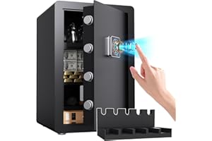 ZIWJHK 3.4 Cuft Safe Box, Biometric Fire Froof Safe for Home Documents,Fireproof With Gun Rack & Removable Shelf,Biometric Fingerprint with Alarm Device, Box Fireproof Waterproof for Money Jewelry