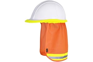 Pioneer Breathable Lightweight Hard Hat Mesh Sun Shade, Elastic Binding Attachment, Reflective Tape, Orange, Universal, V2051