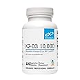 XYMOGEN K2-D3 10000 - Vitamin D3 K2 - Bioavailable Vitamin D 10,000 IU (Cholecalciferol) with MK-7 - Heart, Arterial, Bone Health + Immune Support Supplement (120 Capsules)