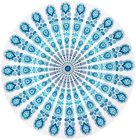 YITL Hippie Mandala Tapestry Round Roundie Wall Hanging Beach Towel Throw Yoga Mat Round Tapestry 14 Style 58x58" 9911