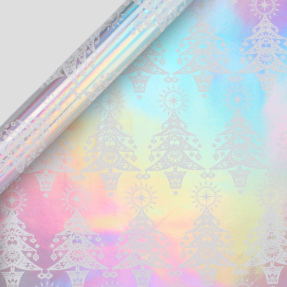 Paperchase Holographic Trees Christmas roll Wrapping Paper Amazon.co