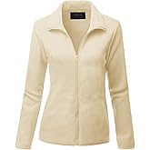 DOUBLJU Soft Polar Fleece Jacket Full Zip Long Sleeve with Side Pocket Casual Basic Lightweight Coat for Women with Plus Size