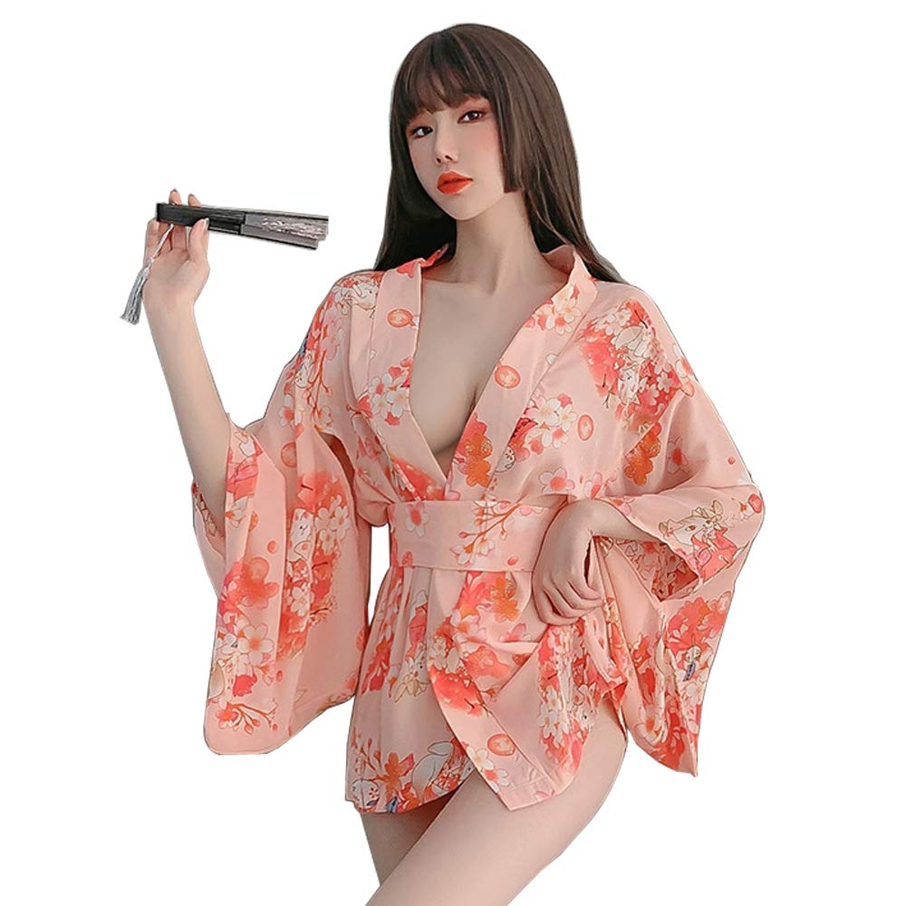 Women Lingerie Sexy Lingerie Japanese Retro Kimono Dress Cosplay Japanese Kimono Suit, 7971pink, One Size