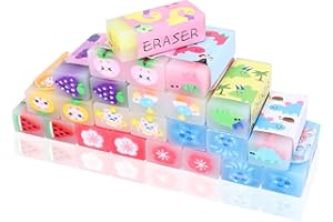 DODHEG 24 Pcs Fruit & Animal Eraser Set for Parties & Gifts