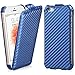 iPhone SE Case, GreatShield Shift CX Carbon Fiber Design Flip Leather Cover for Apple iPhone SE 5S 5 - Blue