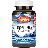 Carlson - Super DHA Gems, 500 mg DHA Supplements, 640 mg Fatty Acids, Wild-Caught Norwegian Arctic Fish Oil Concentrate, Sustainably Sourced Nordic Fish Oil Capsules, 60+20 Softgels