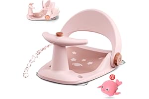 IEBABAY Baby Bath Seat, Infant Toddler Bath Seat for Babie 6 to 18 Months, Baby Bathtub Seat for Baby Sit up, Shower Chair with Adjustable Backrest Support, Non-Slip Soft Mat, Secure Suction Cups, Pink