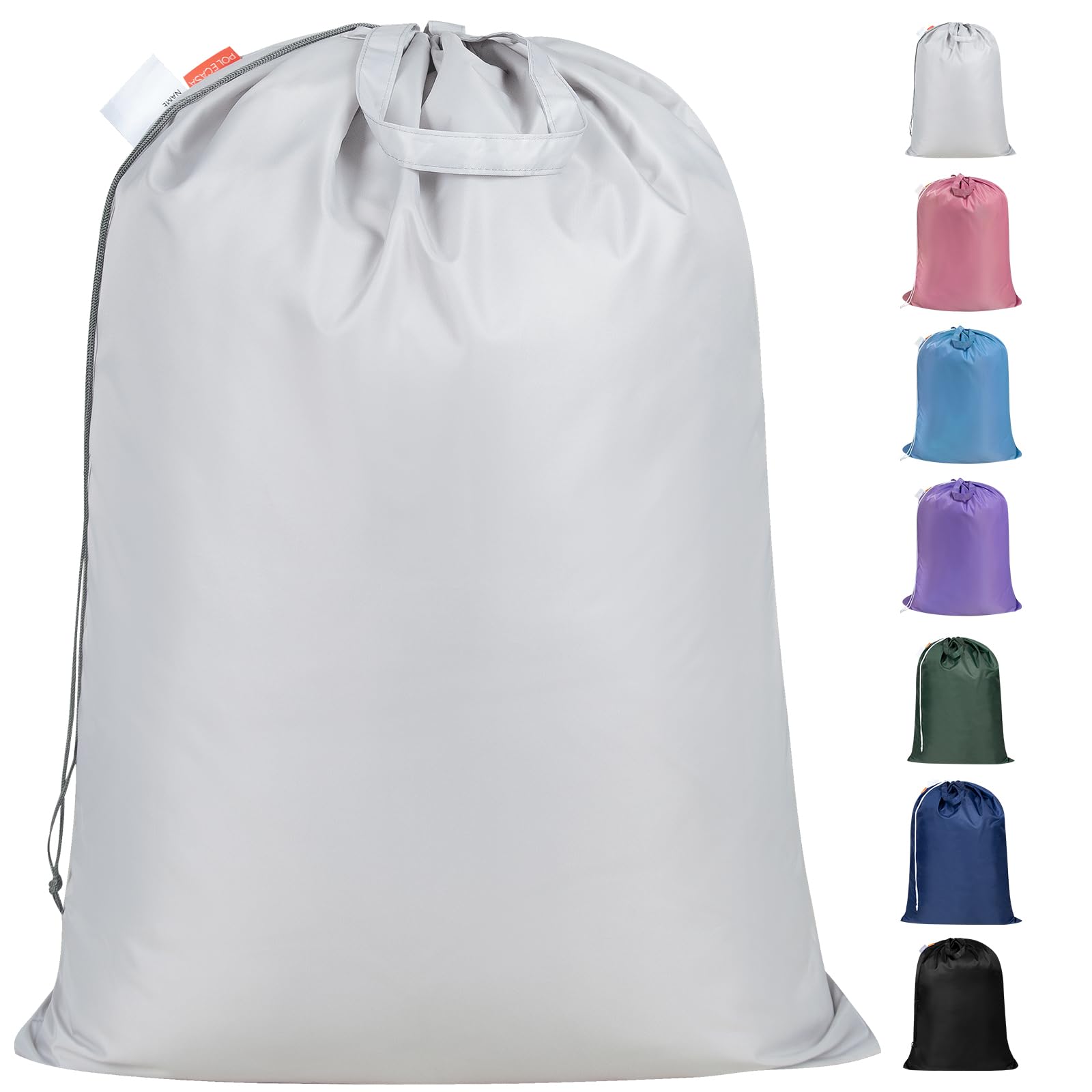 Photo 1 of Polecasa Extra Heavy Duty Large Laundry Bag with Sturdy Handles, ID Tag & Drawstring Closure, 28 x 36 inches Durable Storage Bags, Laundry Accessory for Basket, Hamper, College, Dorm, Travel, Silver