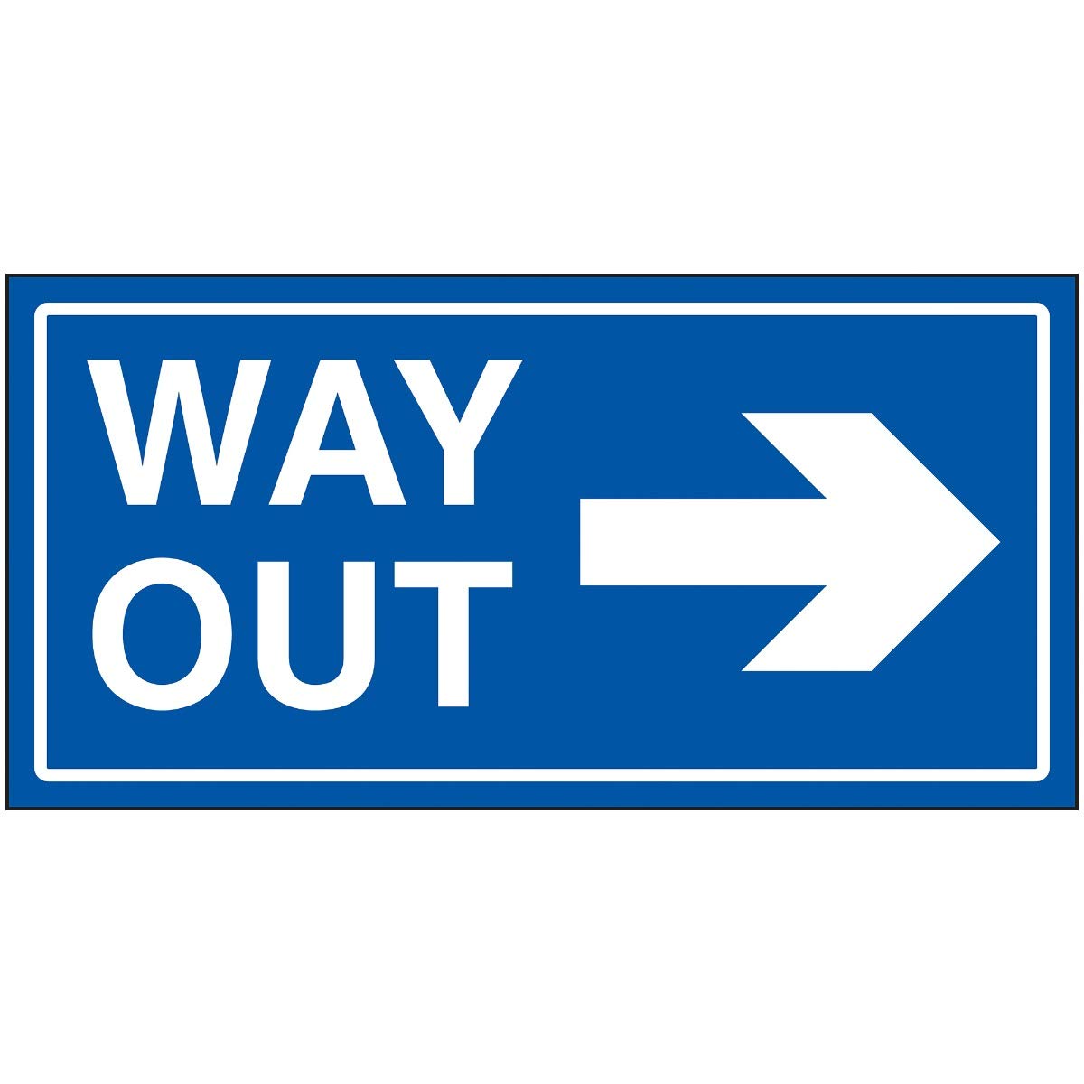 V Safety Way Out Arrow Right Sign - 300x150mm - Blue Rigid Plastic