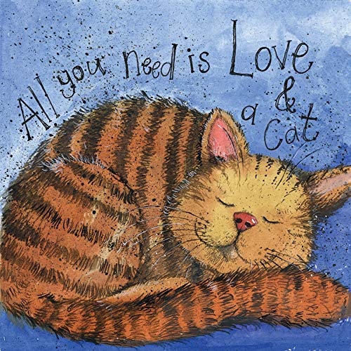 Alex Clark All You Need is Love and a Cat Card - Watercolour - Designed and Printed in UK
