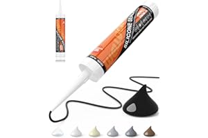 WELLUCK Black Silicone Caulk, 100% Waterproof Silicone Sealant Adhesive Caulking,for RV, Kitchen,Bathroom, Window, Door, Glas