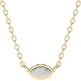 Abshel 18k Gold Minimalist Marquise Crystal Birthstone Pendant Necklace - A Choice for Valentine's Day, Birthday Gifts for Women, Stocking Stuffers for Girls Teen