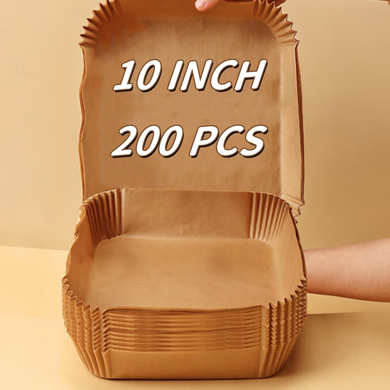 Photo 1 of 10 Inch Air Fryer Liners Disposable, 200Pcs Air Fryer Paper Liners, Oil-Proof & High-Temperature Resistant Parchment Baking Paper for Air Fryer, Microwave and Oven?Bottom Is 9 Inch?